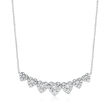 1.00 ct. t.w. Diamond Hearts Curved Bar Necklace in 14kt White Gold