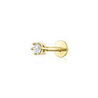 Diamond-Accented Single Flat-Back Stud Earring in 14kt Yellow Gold