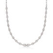 C. 1990 Vintage 4.20 ct. t.w. Round and Baguette Diamond Necklace in 18kt White Gold