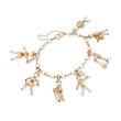 C. 1980 Vintage 3-5.5mm Cultured Pearl Hobby Charm Bracelet in 14kt Yellow Gold
