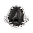 Onyx and .50 ct. t.w. White Zircon Ring in Sterling Silver