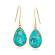 Turquoise Drop Earrings in 10kt Yellow Gold