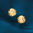 Italian 18kt Yellow Gold Diamond-Cut Dome Stud Earrings