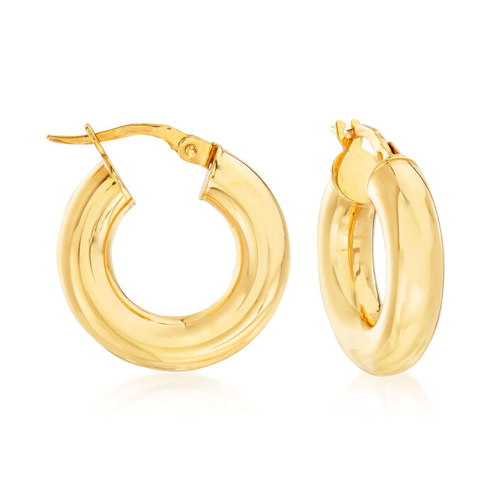 Italian 14kt Yellow Gold Huggie Hoop Earrings. 3/4