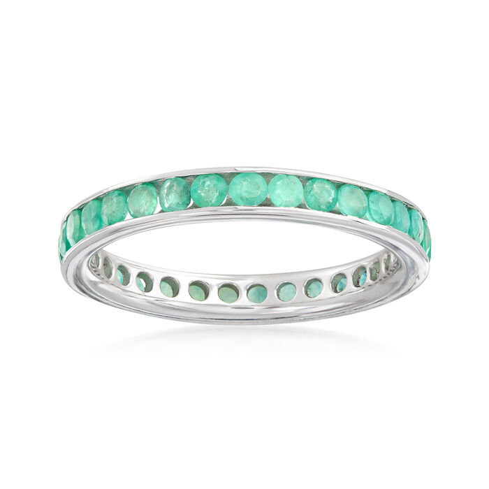 1.05 ct. t.w. Emerald Eternity Ring in Sterling Silver