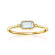 .20 Carat Bezel-Set Aquamarine Ring with Diamond Accents in 14kt Yellow Gold