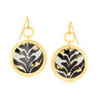 Evocateur Zebra-Print Painted Drop Earrings in 22kt Gold Leaf on Brass and Gold Plate