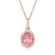 1.95 Carat Pink Tourmaline Pendant Necklace with .15 ct. t.w. Diamonds in 14kt Rose Gold