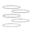 Italian Sterling Silver Jewelry Set: Five Chain Bracelets