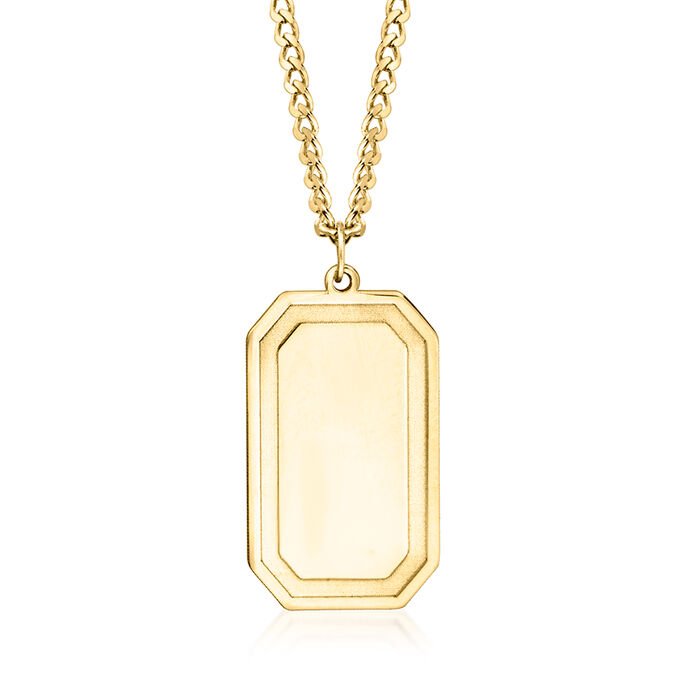 Italian 18kt Yellow Gold Personalized Tag Pendant Curb-Link Necklace