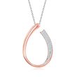 .33 ct. t.w. Pave CZ Open Ribbon Pendant Necklace in Two-Tone Sterling Silver