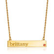 18kt Gold Over Sterling Personalized Name Necklace with Birthstone Accent Jan/Garnet