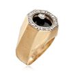 C. 1970 Vintage Black Onyx and .35 ct. t.w. Diamond Ring in 14kt Yellow Gold