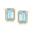 4.00 ct. t.w. Swiss Blue Topaz and 14kt Yellow Gold Beaded Frame Earrings