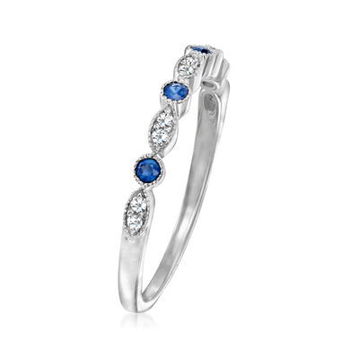 .10 ct. t.w. Sapphire Ring with Diamond Accents in 14kt White Gold