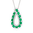 2.40 ct. t.w. Emerald and .55 ct. t.w. Diamond Necklace in 14kt White Gold