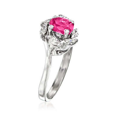 C. 1980 Vintage .69 Carat Ruby and .22 ct. t.w. Diamond Ring in Platinum