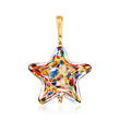 Italian Murano Glass Multicolored Star Pendant with 18kt Gold Over Sterling