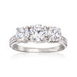 1.92 ct. t.w. CZ Three-Stone Ring in Sterling Silver