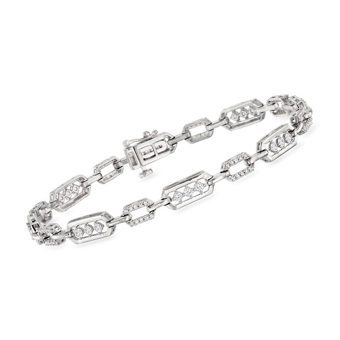 1.00 ct. t.w. Diamond Rectangle-Link Bracelet in Sterling Silver