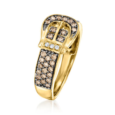 Le Vian .52 ct. t.w. Chocolate Diamond Belt Ring with Vanilla Diamond Accents in 14kt Honey Gold