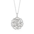 .65 ct. t.w. Diamond Openwork Rose Pendant Necklace in Sterling Silver
