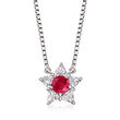C. 1990 Vintage .62 Carat Ruby and .61 ct. t.w. Diamond Star Necklace in Platinum