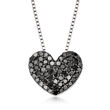 .25 ct. t.w. Black Diamond Heart Pendant Necklace in Sterling Silver