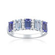 1.50 ct. t.w. Tanzanite and Aquamarine Ring with Diamond Accents in 14kt White Gold