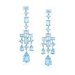 16.30 ct. t.w. Aquamarine Drop Earrings in 14kt White Gold with Diamond Accents