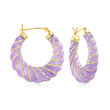 Lavender Jade Hoop Earrings in 14kt Yellow Gold