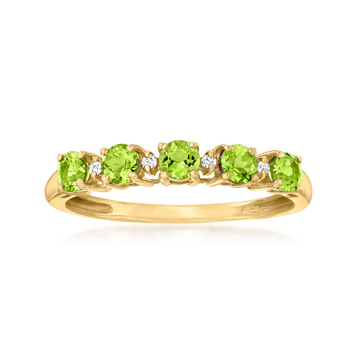.60 ct. t.w. Peridot Ring with Diamond Accents in 10kt Yellow Gold