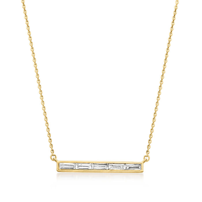 .20 ct. t.w. Channel-Set Baguette Diamond Bar Necklace in 14kt Yellow Gold