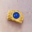 Lapis Textured Openwork Ring in 18kt Gold Over Sterling