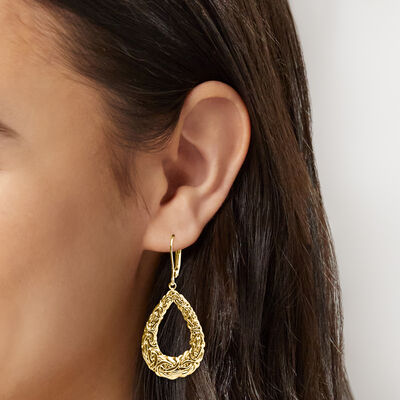 10kt Yellow Gold Byzantine Teardrop Earrings