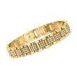 Men's 3.60 ct. t.w. CZ Square-Link Bracelet in 18kt Yellow Gold Plate Over Stainless Steel