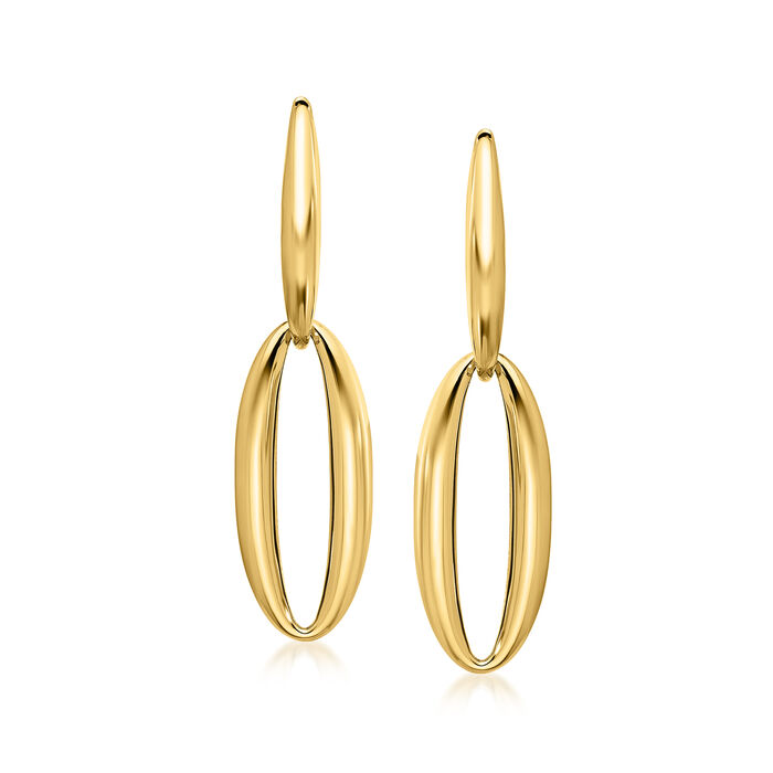 Italian 14kt Yellow Gold Oval-Link Hoop Drop Earrings