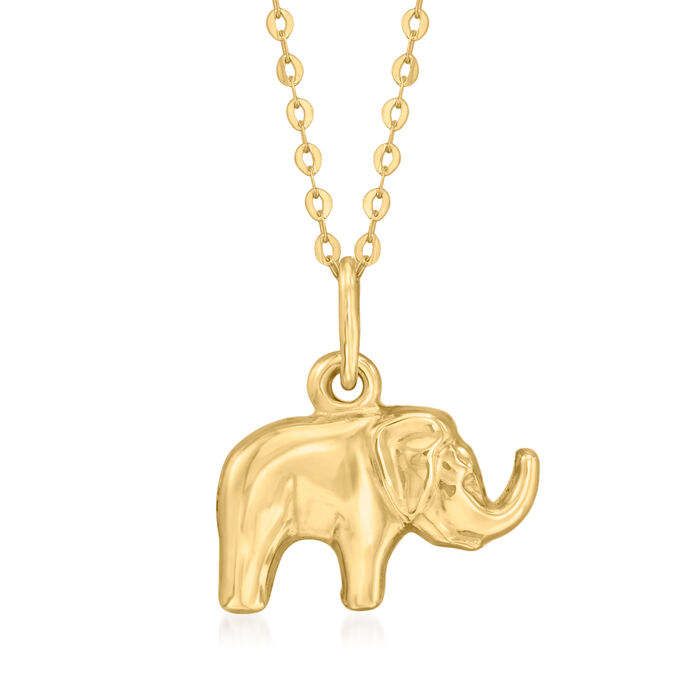 10kt Yellow Gold Elephant Pendant Necklace