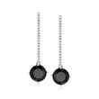 Onyx and .10 ct. t.w. White Topaz Linear Drop Earrings in Sterling Silver