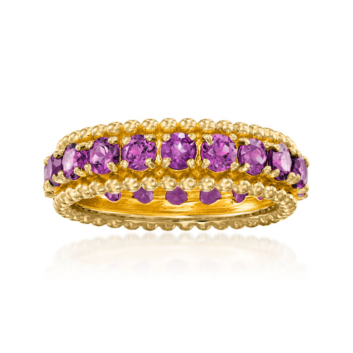 1.40 ct. t.w. Amethyst Eternity Band in 18kt Gold Over Sterling