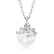 Mikimoto 11m A+ South Sea Pearl Swirl Pendant Necklace with .37 ct. t.w. Diamonds in 18kt White Gold