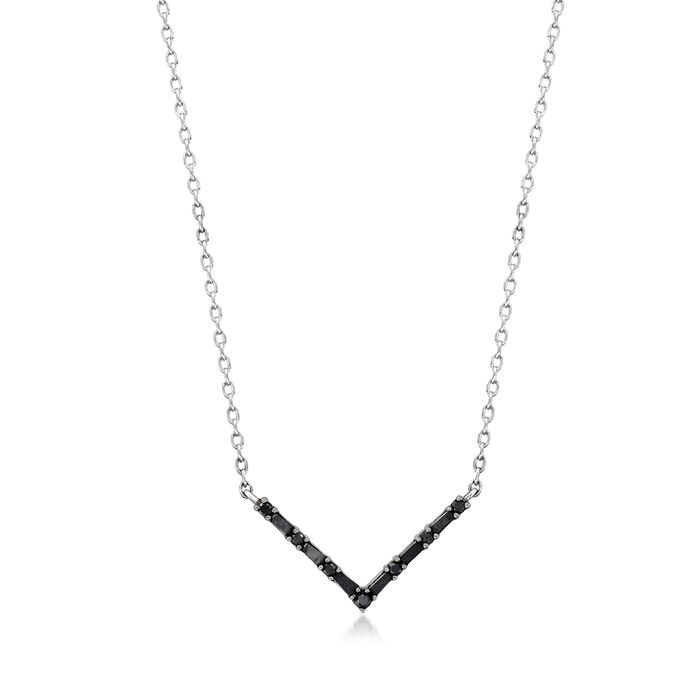 .15 ct. t.w. Black Diamond Chevron Necklace in Sterling Silver