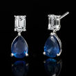 2.00 ct. t.w. Sapphire and .50 ct. t.w. Lab-Grown Diamond Drop Earrings in 14kt White Gold
