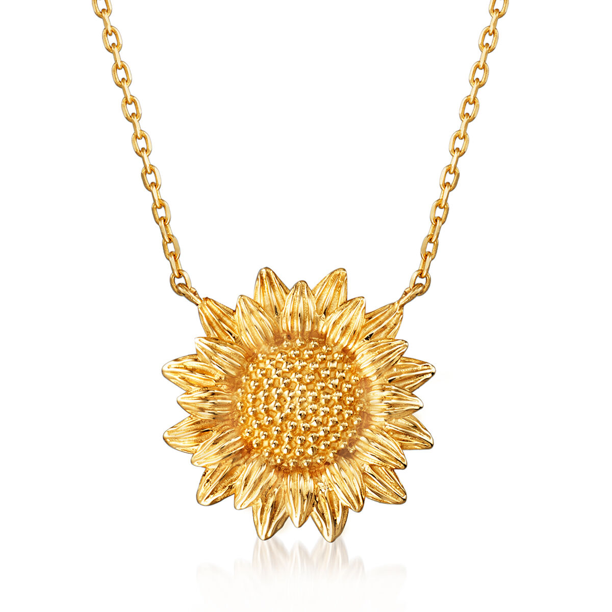 18K Yellow Gold Blooming Supple Flower Link Necklace 17" 5.3