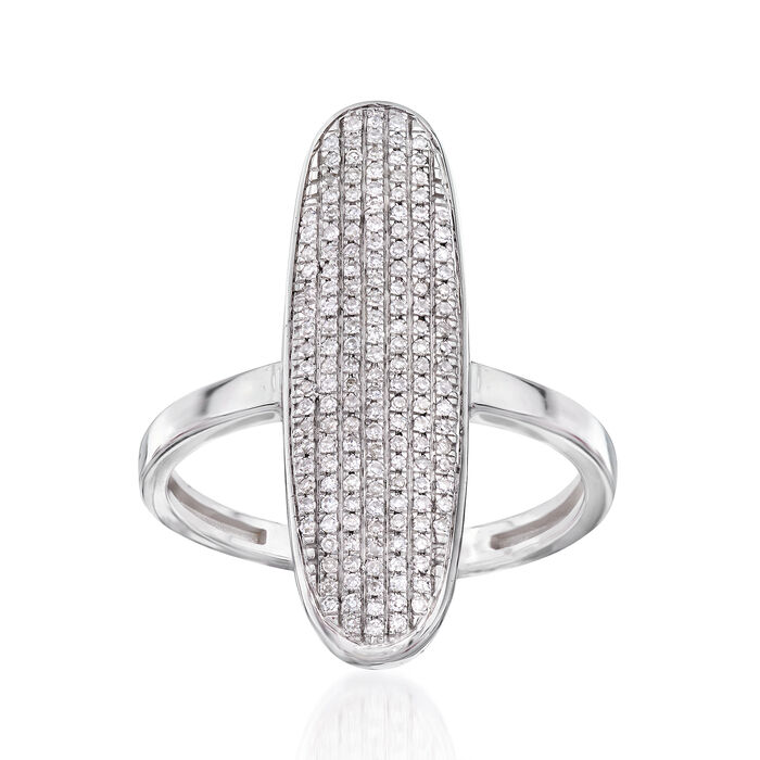 .23 ct. t.w. Pave Diamond Oval-Shaped Ring in 14kt White Gold
