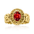 1.50 Carat Garnet Byzantine Ring in 18kt Gold Over Stering