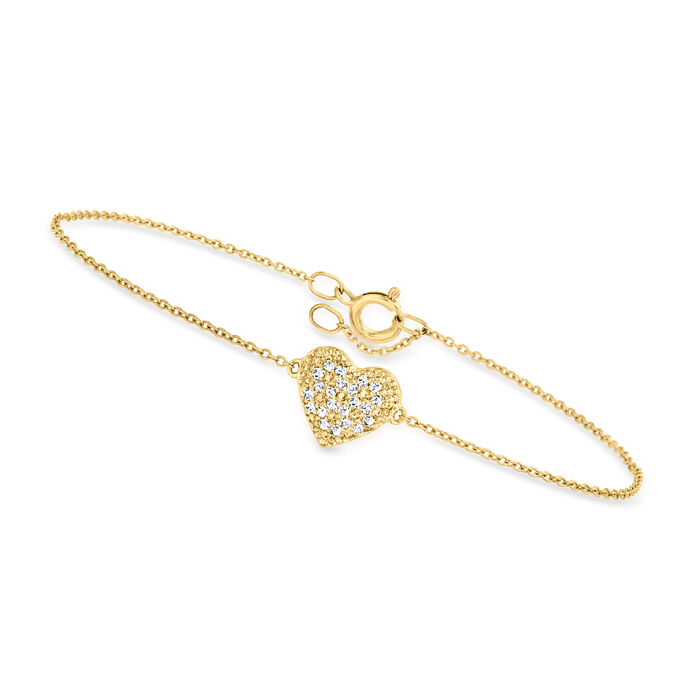 .10 ct. t.w. Diamond Heart Bracelet in 10kt Yellow Gold