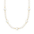 6.5-11mm Cultured Pearl Station Necklace with 14kt Yellow Gold