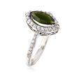 C. 2000 Vintage .75 Carat Green Tourmaline and .25 ct. t.w. Diamond Ring in 14kt White Gold