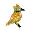 C. 1990 Vintage 9.62 ct. t.w. Mixed-Stone and Black Onyx Bird Pin in 18kt Yellow Gold